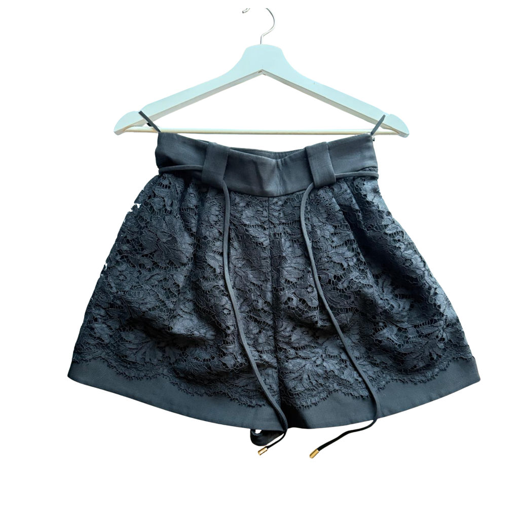 Valentino High Waisted Floral Lace Culotte Shorts