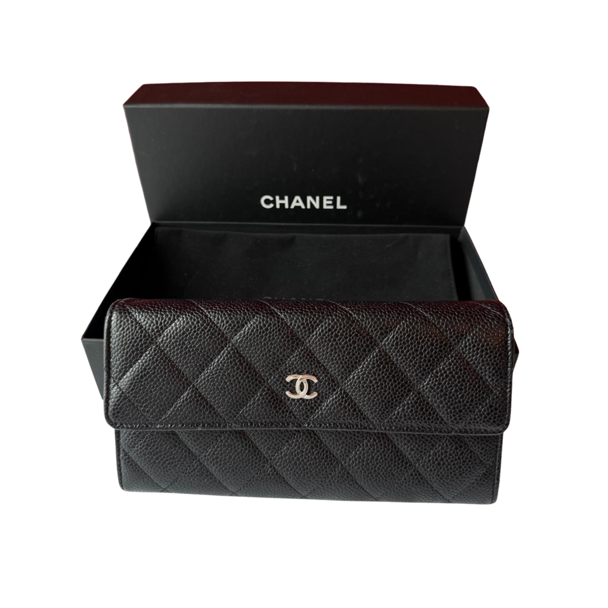 Chanel Portmonee, SHW, Kaviarleder