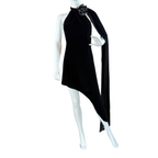 Saint Laurent Samtkleid mit Blume