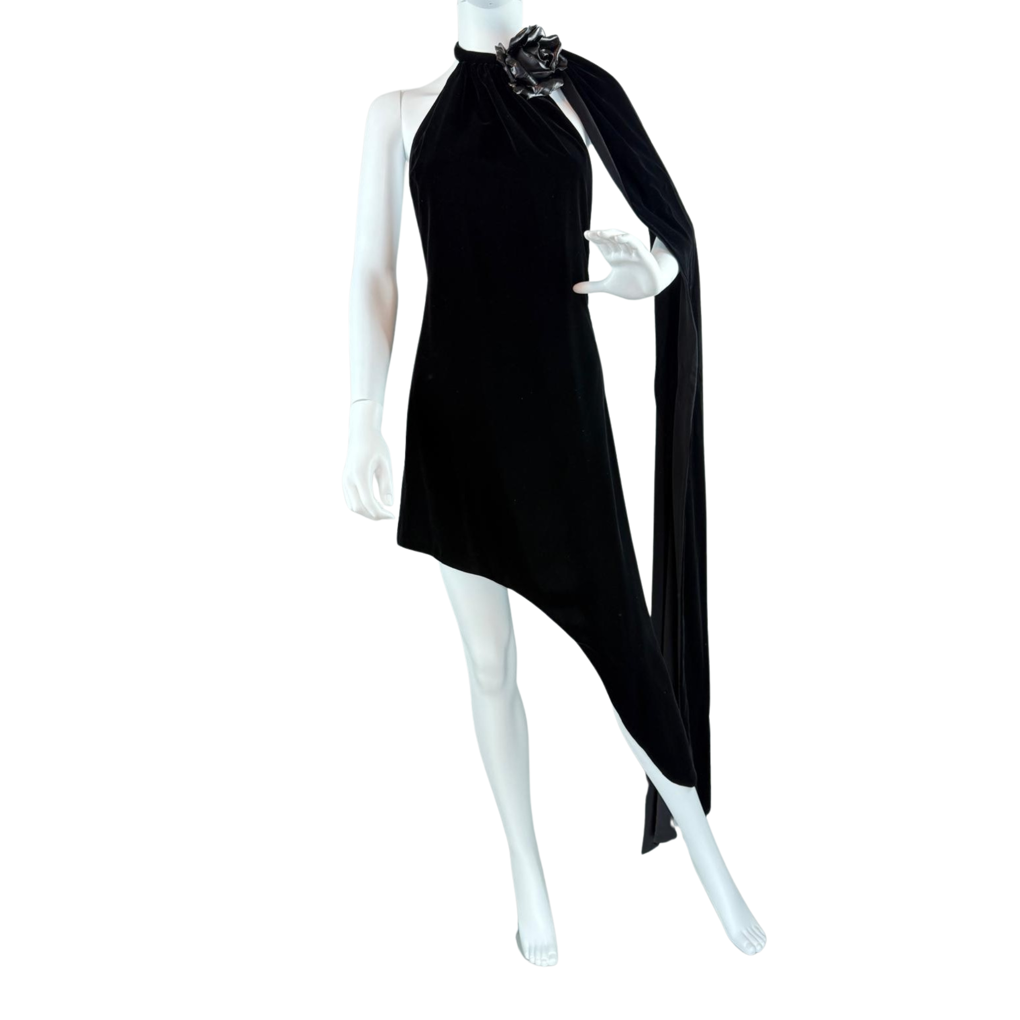 Saint Laurent Samtkleid mit Blume