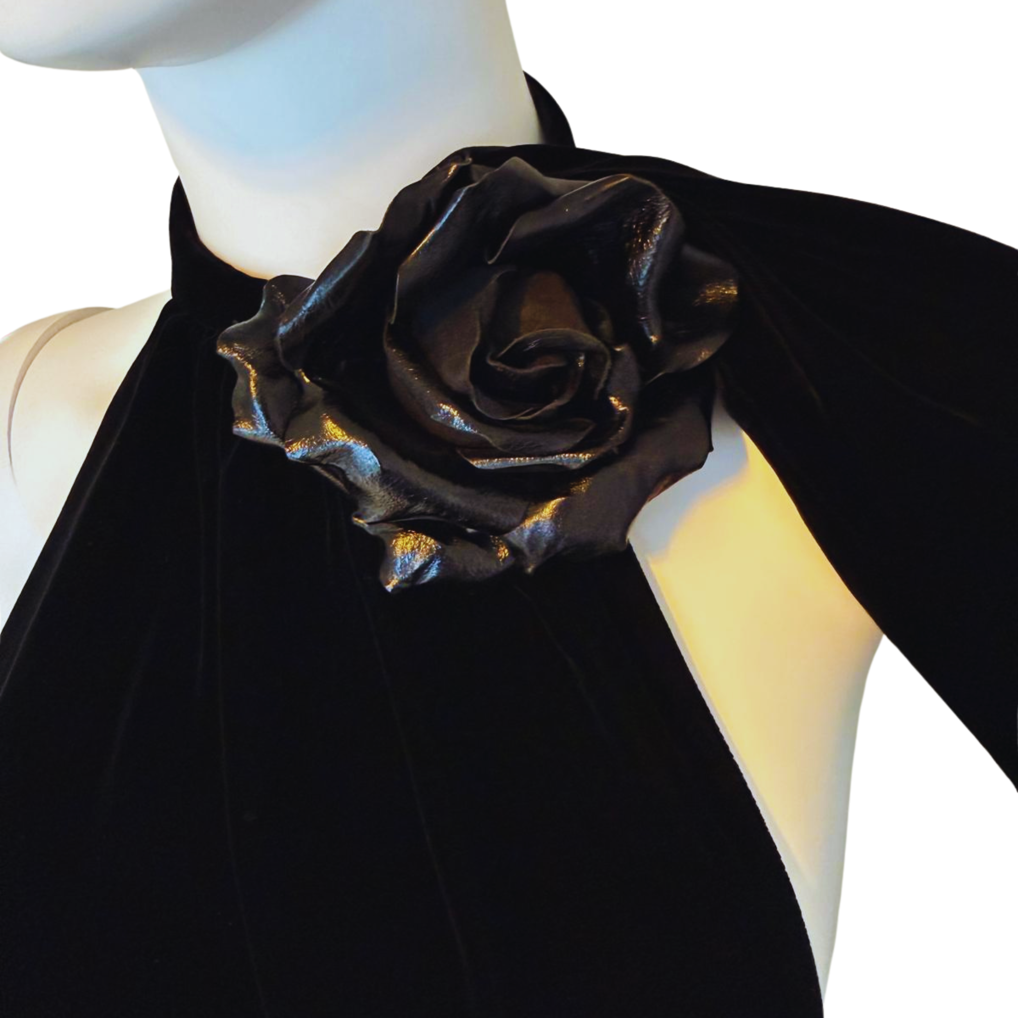 Saint Laurent Samtkleid mit Blume