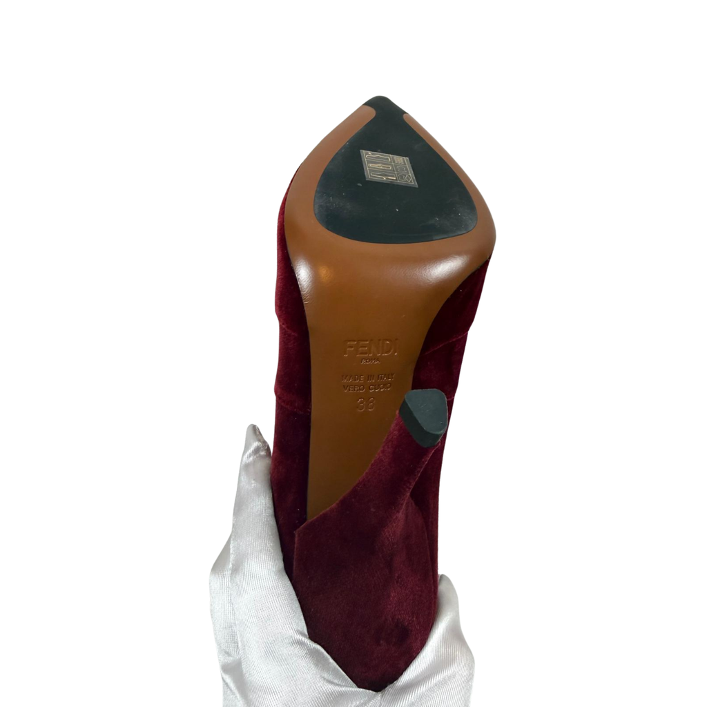 Fendi Stiefel samt rot, Gr. 38