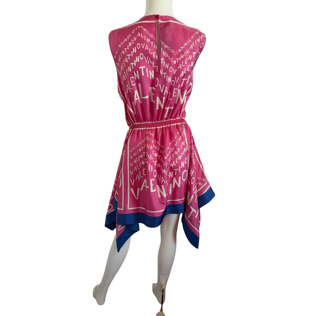 Valentino Logo Print Seidenkleid