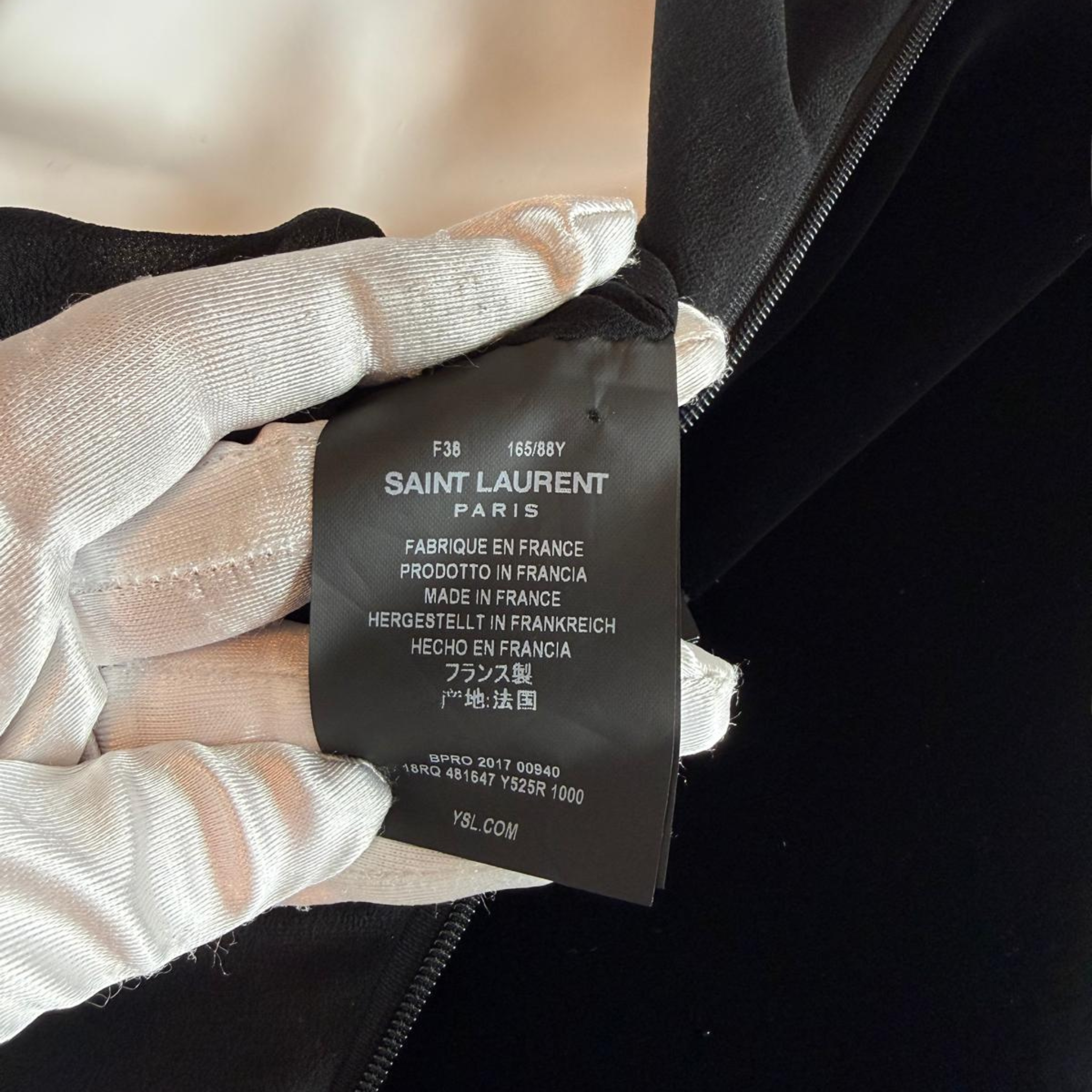 Saint Laurent Samtkleid mit Blume