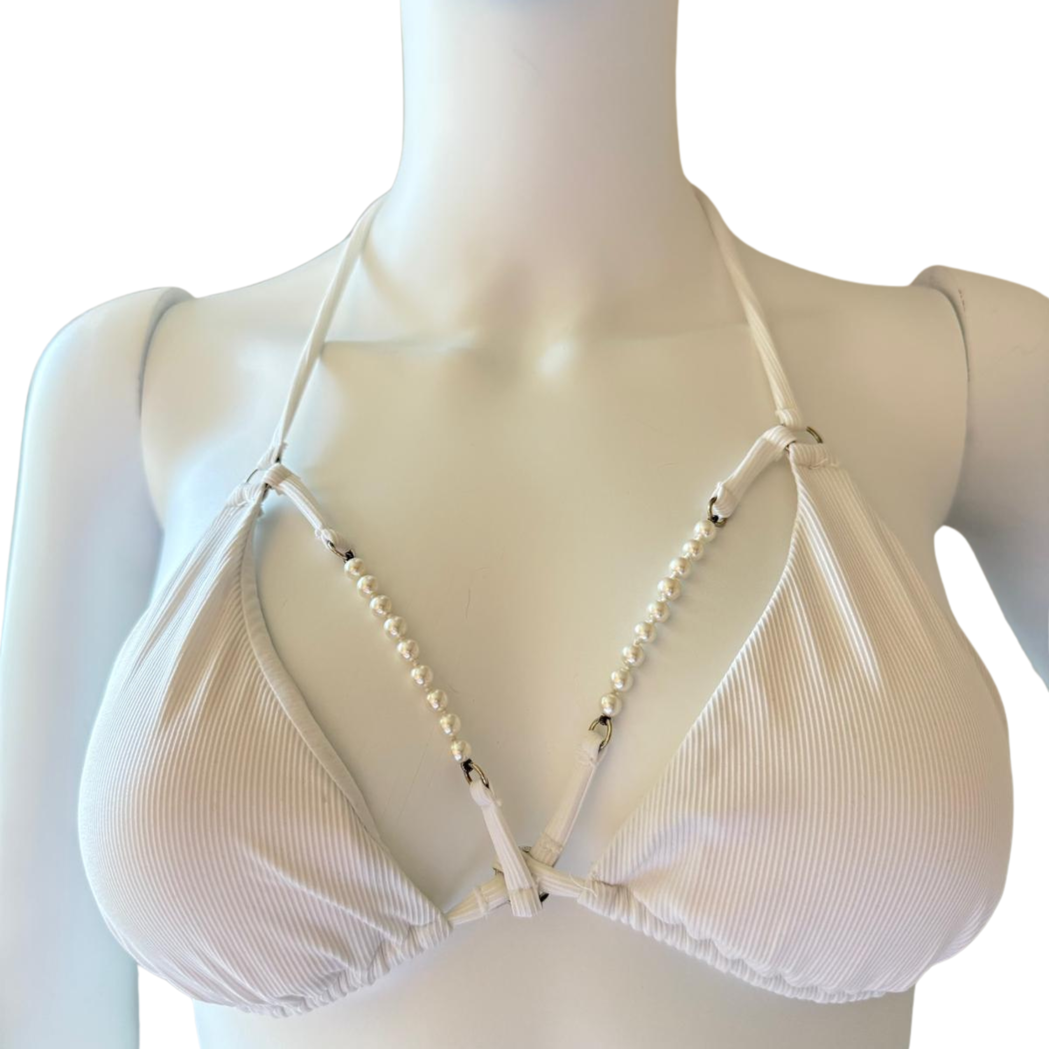 Monica Hansen Beachwear, weiss mit Perlen