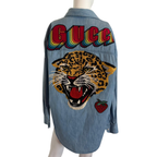 Gucci Jeanshemd mit Tiger-Stickerei