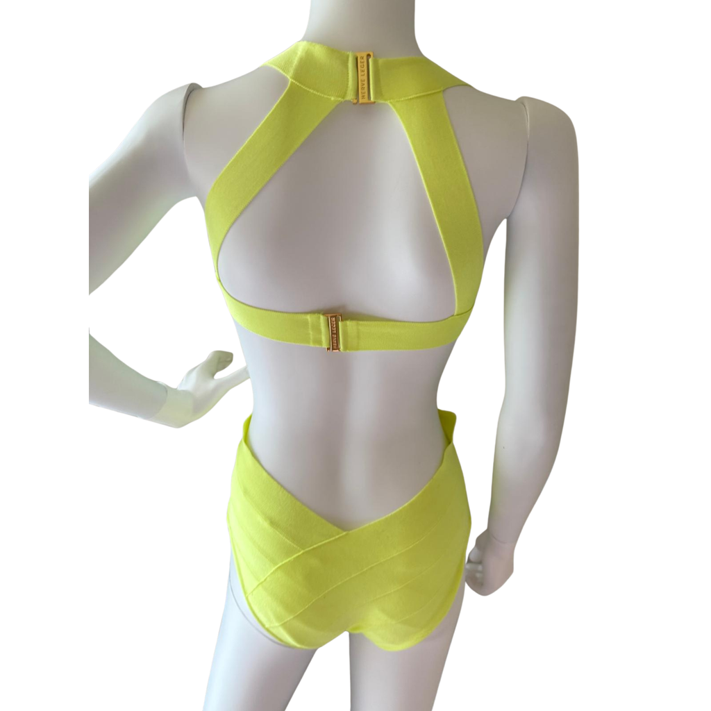 Herve Leger Badeanzug, neongelb