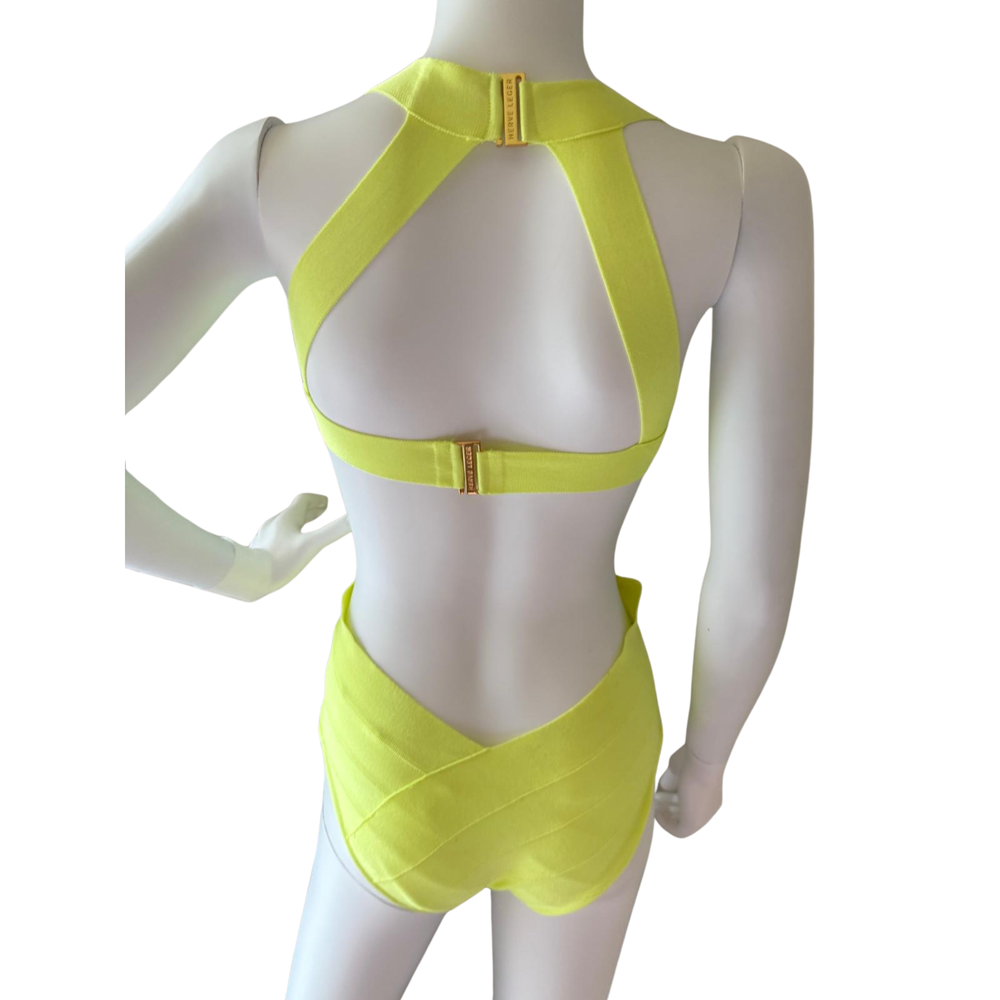 Herve Leger Badeanzug, neongelb
