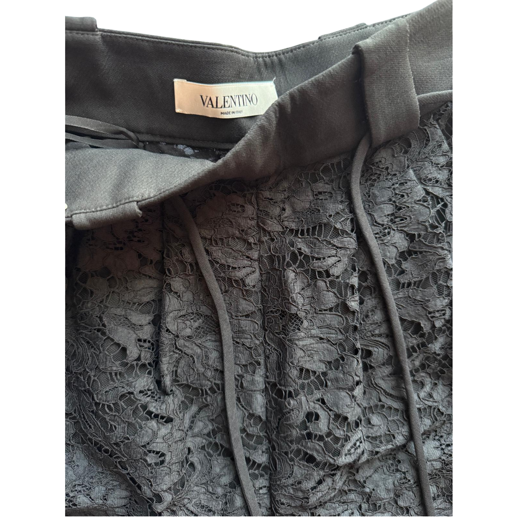 Valentino High Waisted Floral Lace Culotte Shorts