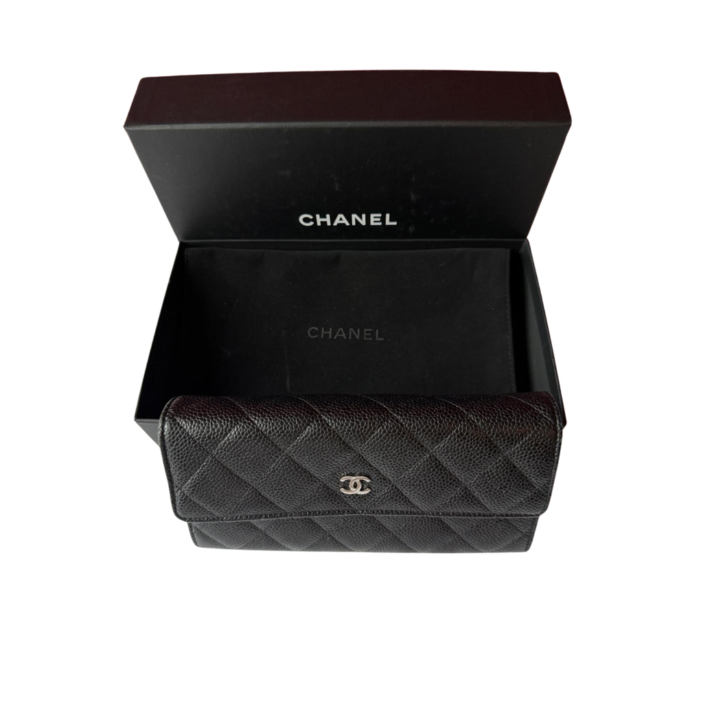 Chanel Portmonee, SHW, Kaviarleder