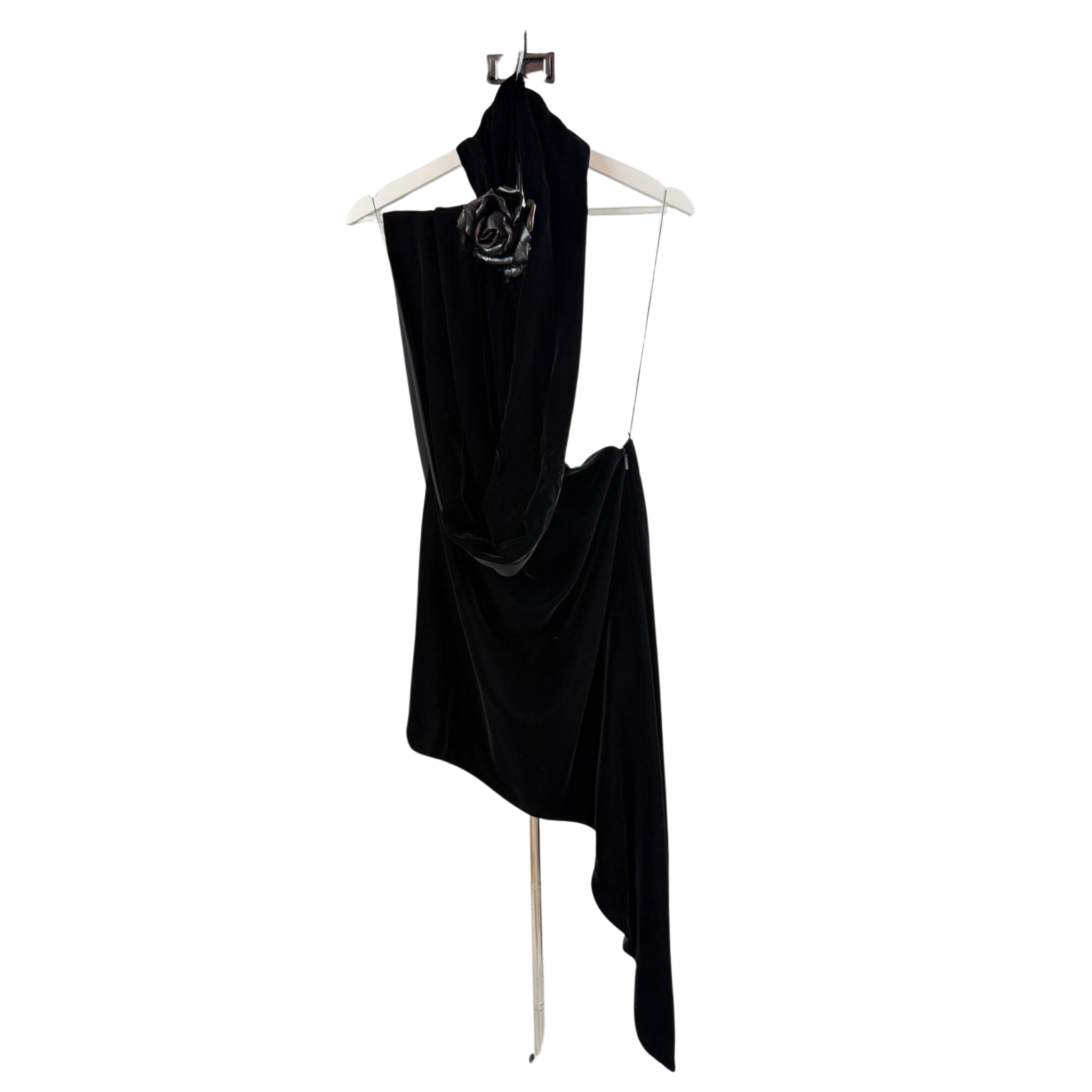 Saint Laurent Samtkleid mit Blume