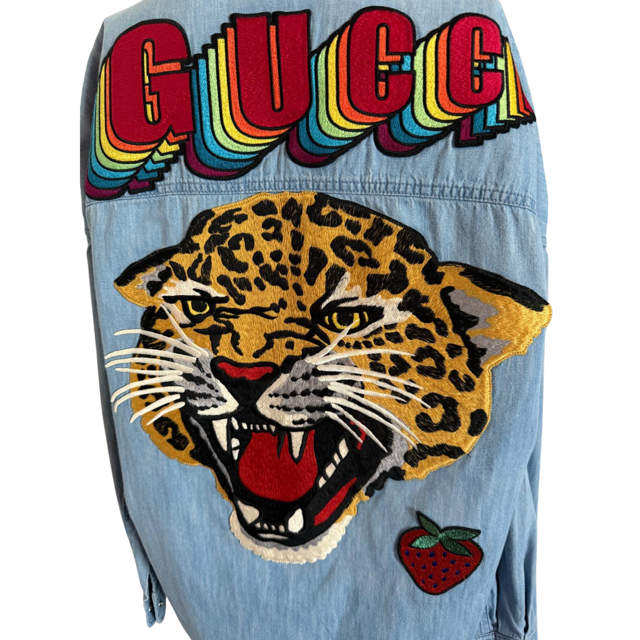 Gucci Jeanshemd mit Tiger-Stickerei