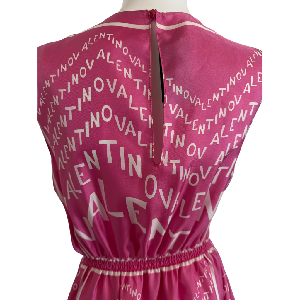 Valentino Logo Print Seidenkleid