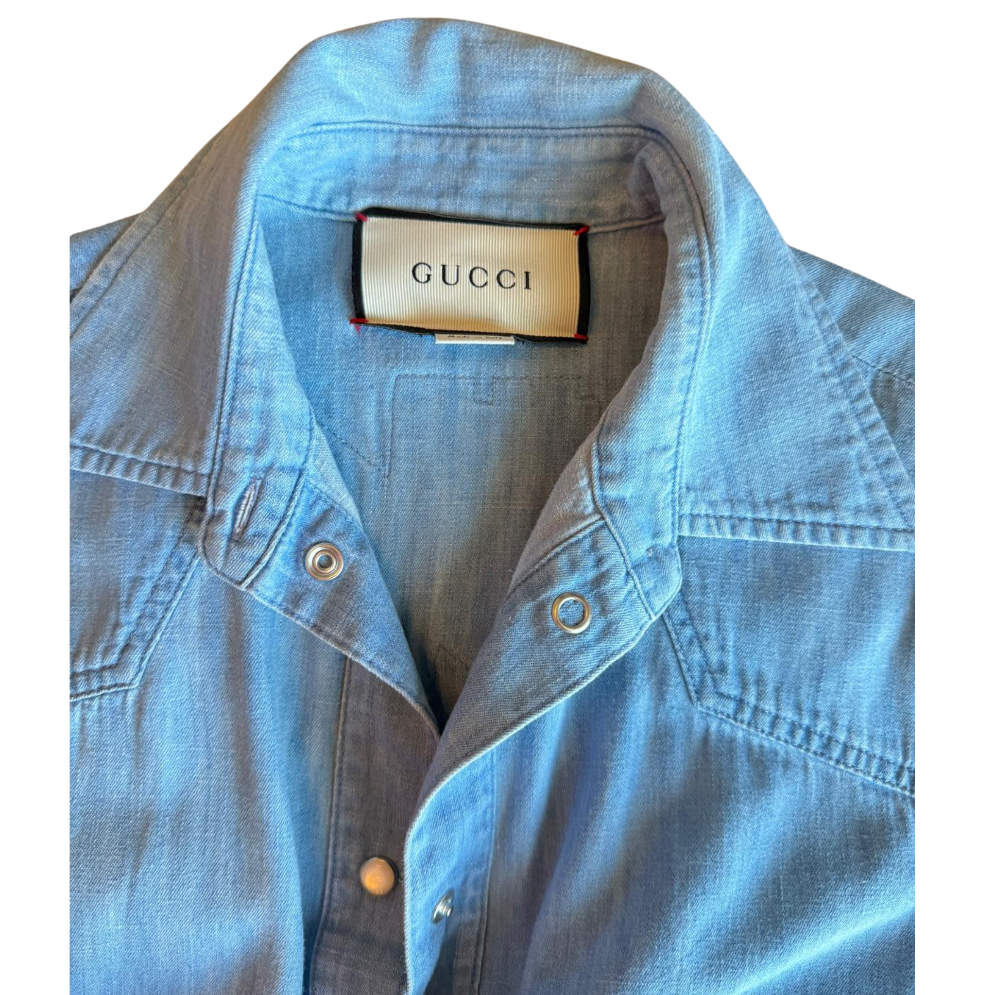Gucci Jeanshemd mit Tiger-Stickerei