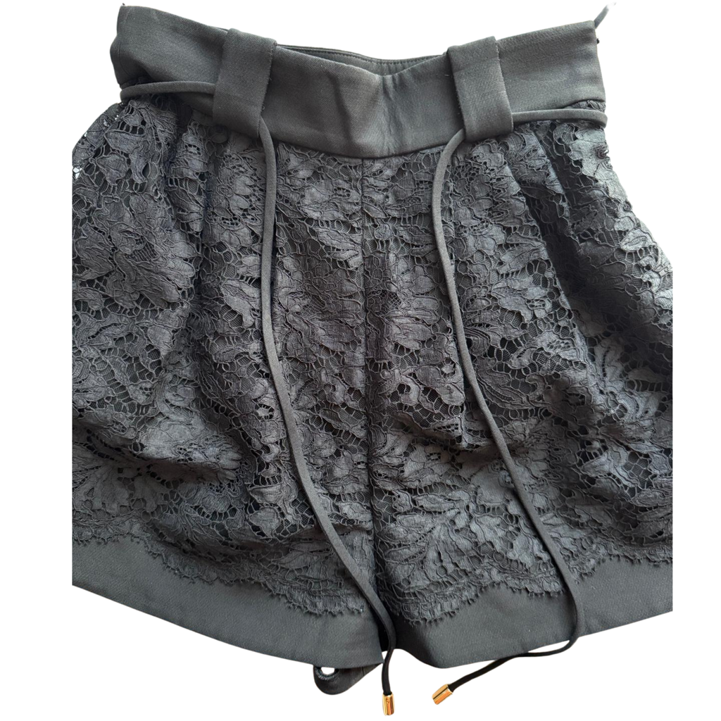 Valentino High Waisted Floral Lace Culotte Shorts