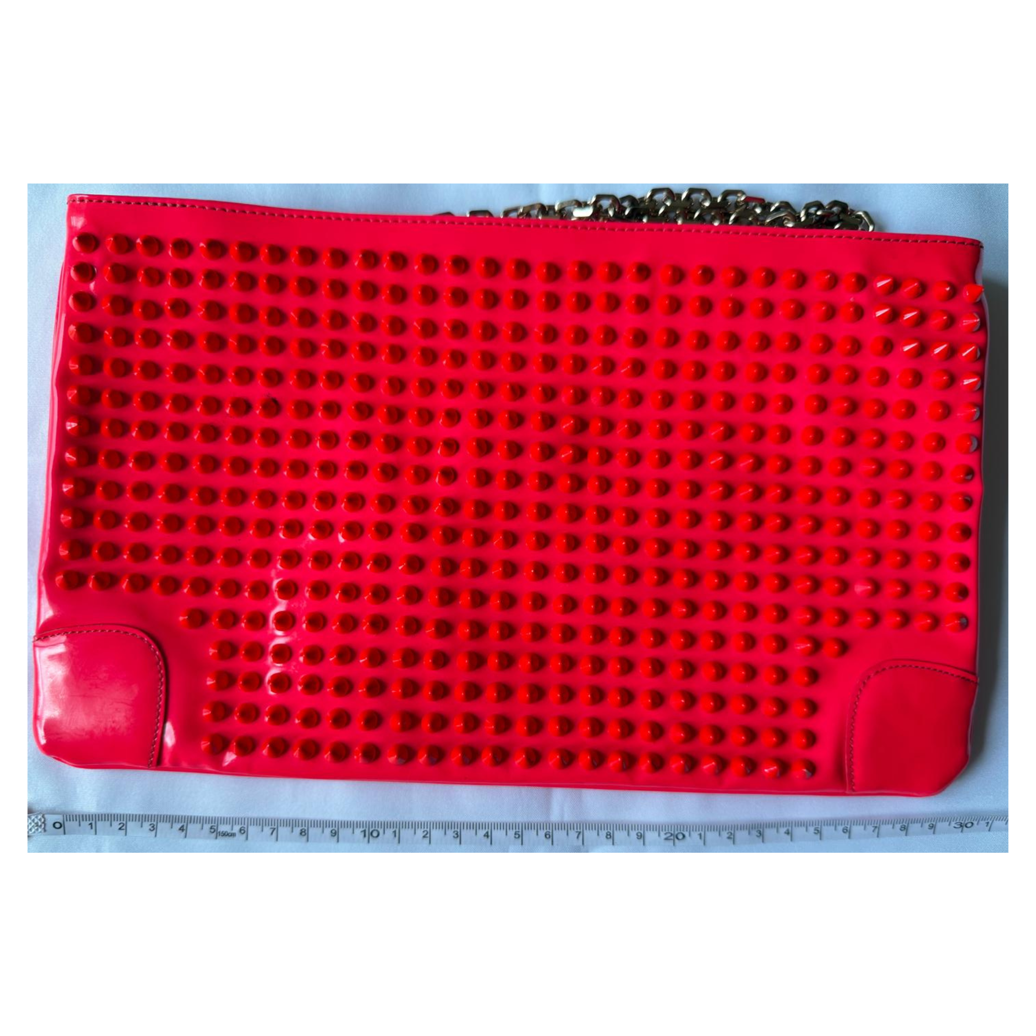 Louboutin Clutch, Loubiposh Matte Leather Bag, Neon Pink