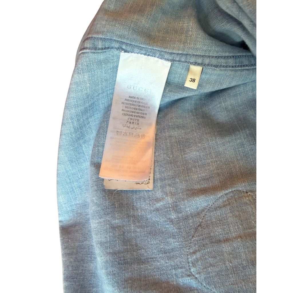 Gucci Jeanshemd mit Tiger-Stickerei