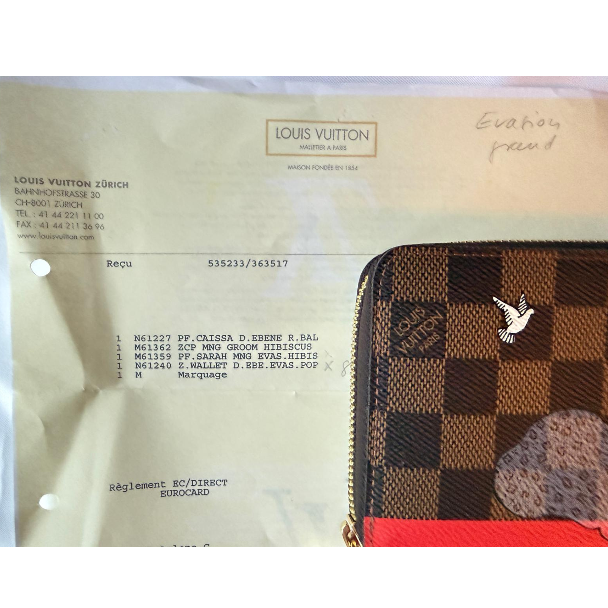 Louis Vuitton, Zippy wallet Damier ébene Evasion, Rarität!