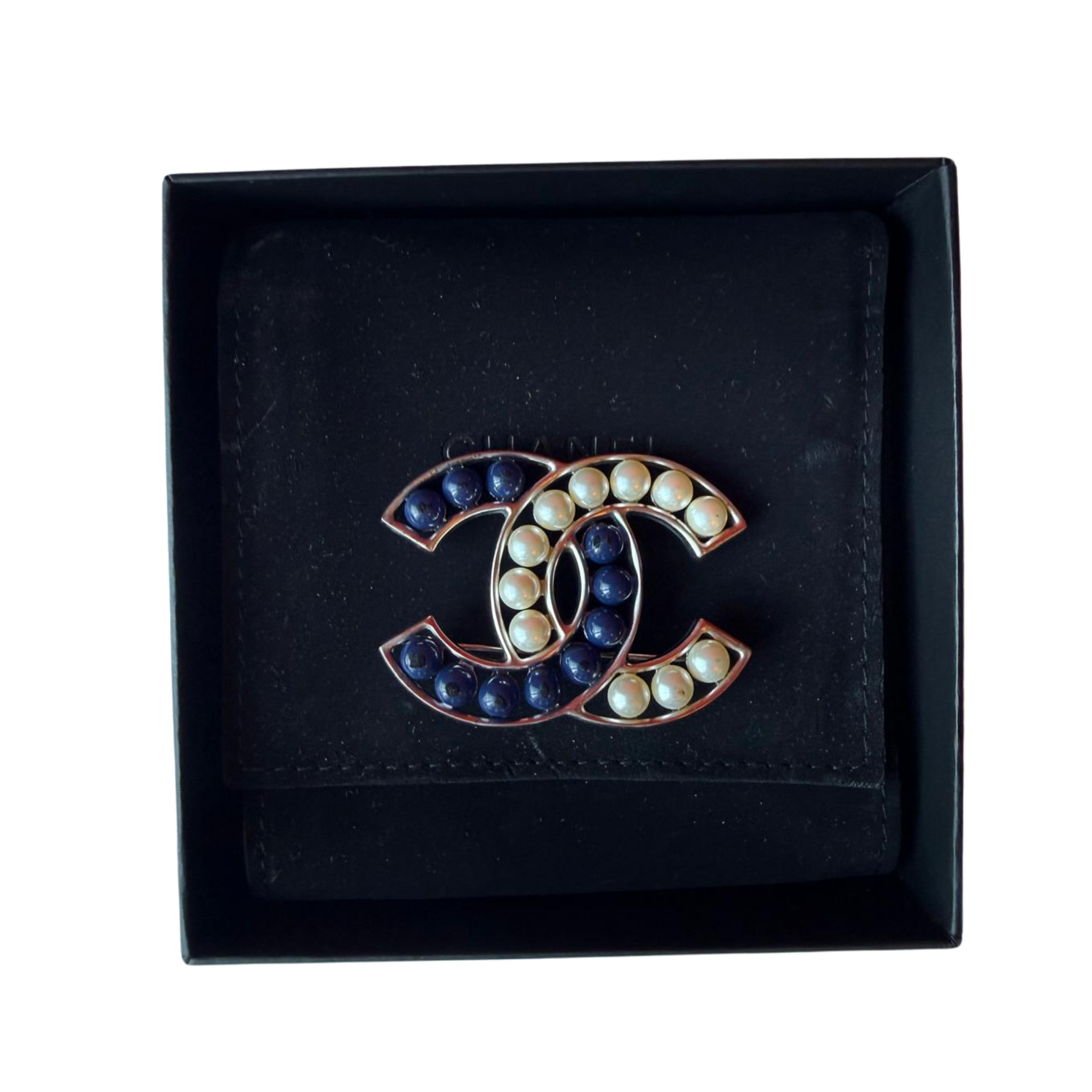 CC Brosche, blau/weiss, limited Edition