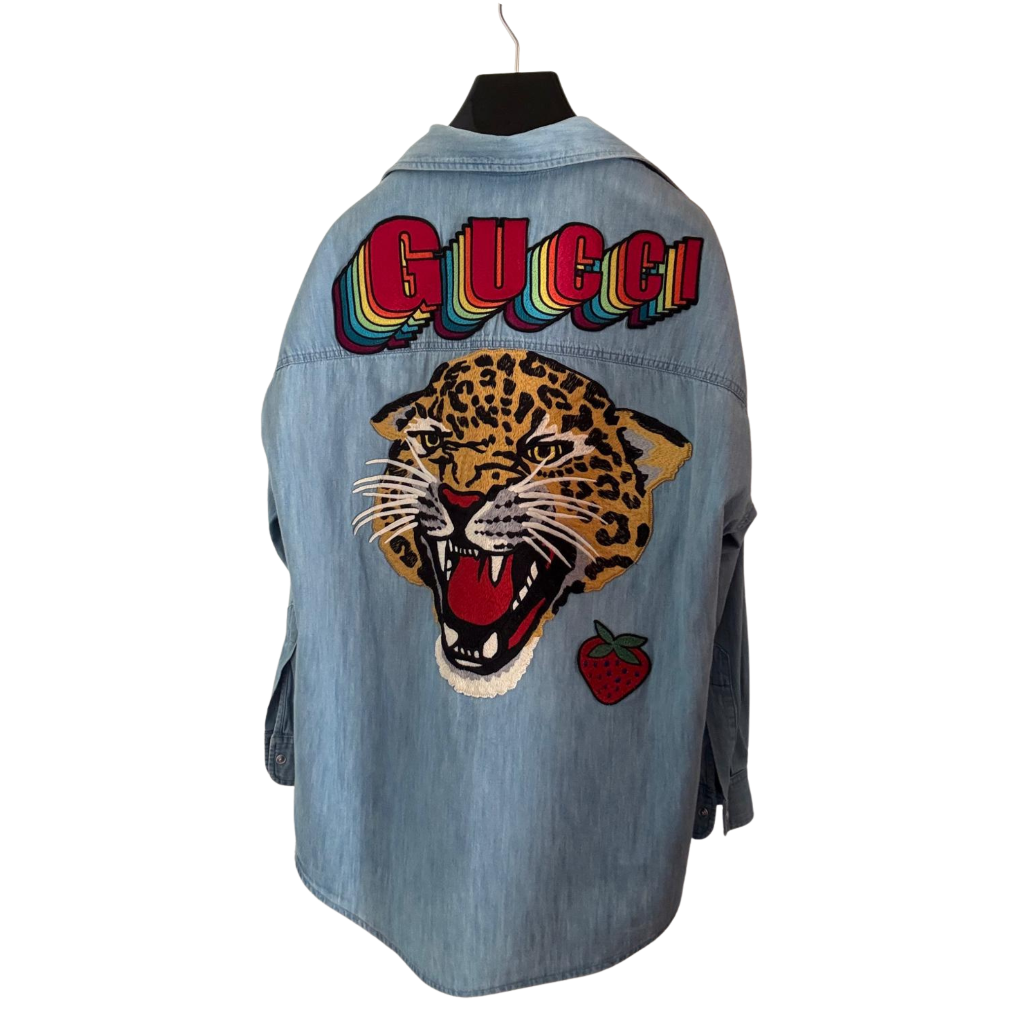 Gucci Jeanshemd mit Tiger-Stickerei