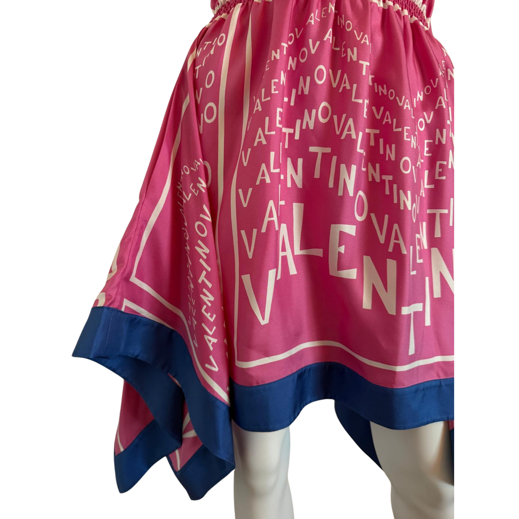Valentino Logo Print Seidenkleid