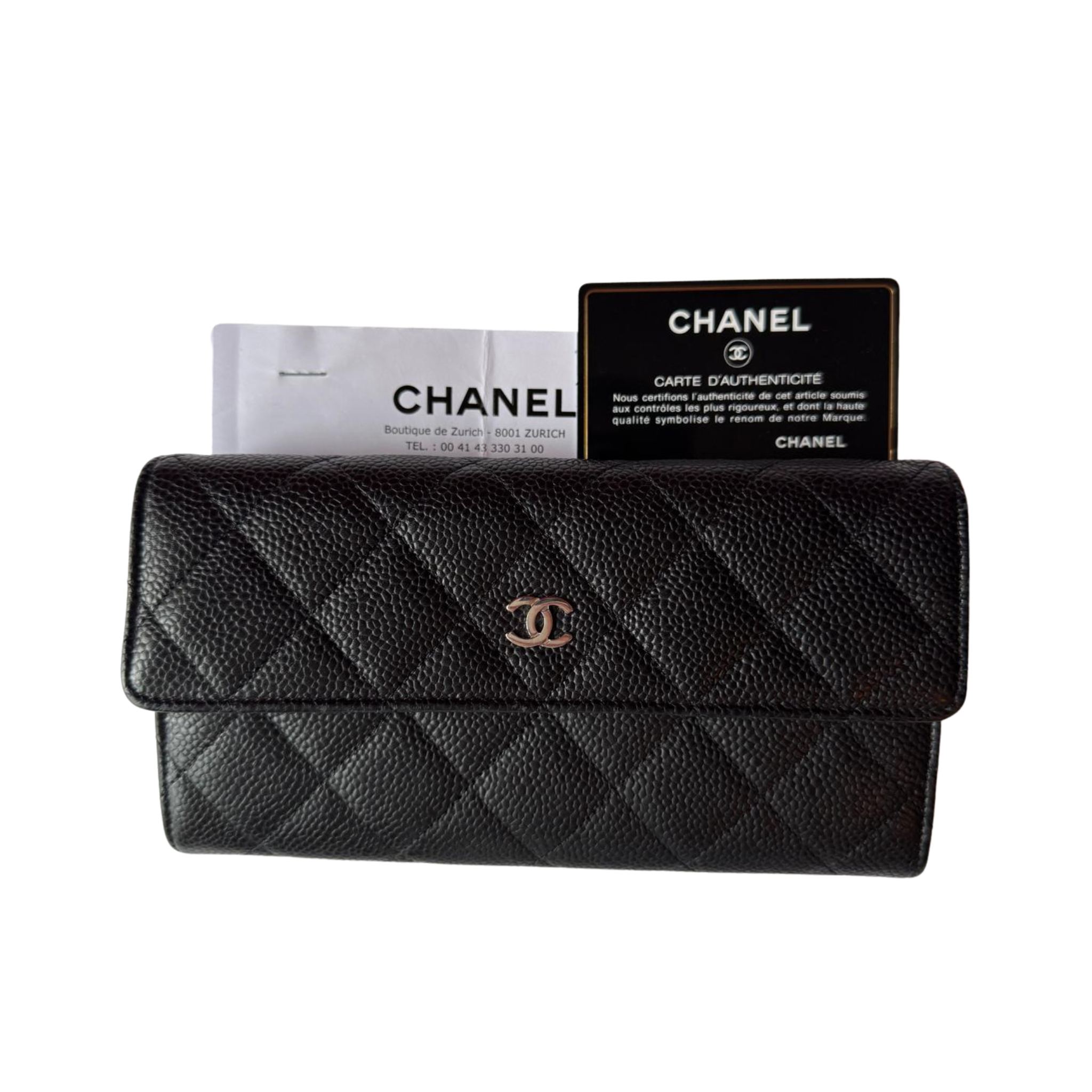 Chanel Portmonee, SHW, Kaviarleder
