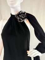 Saint Laurent Samtkleid mit Blume