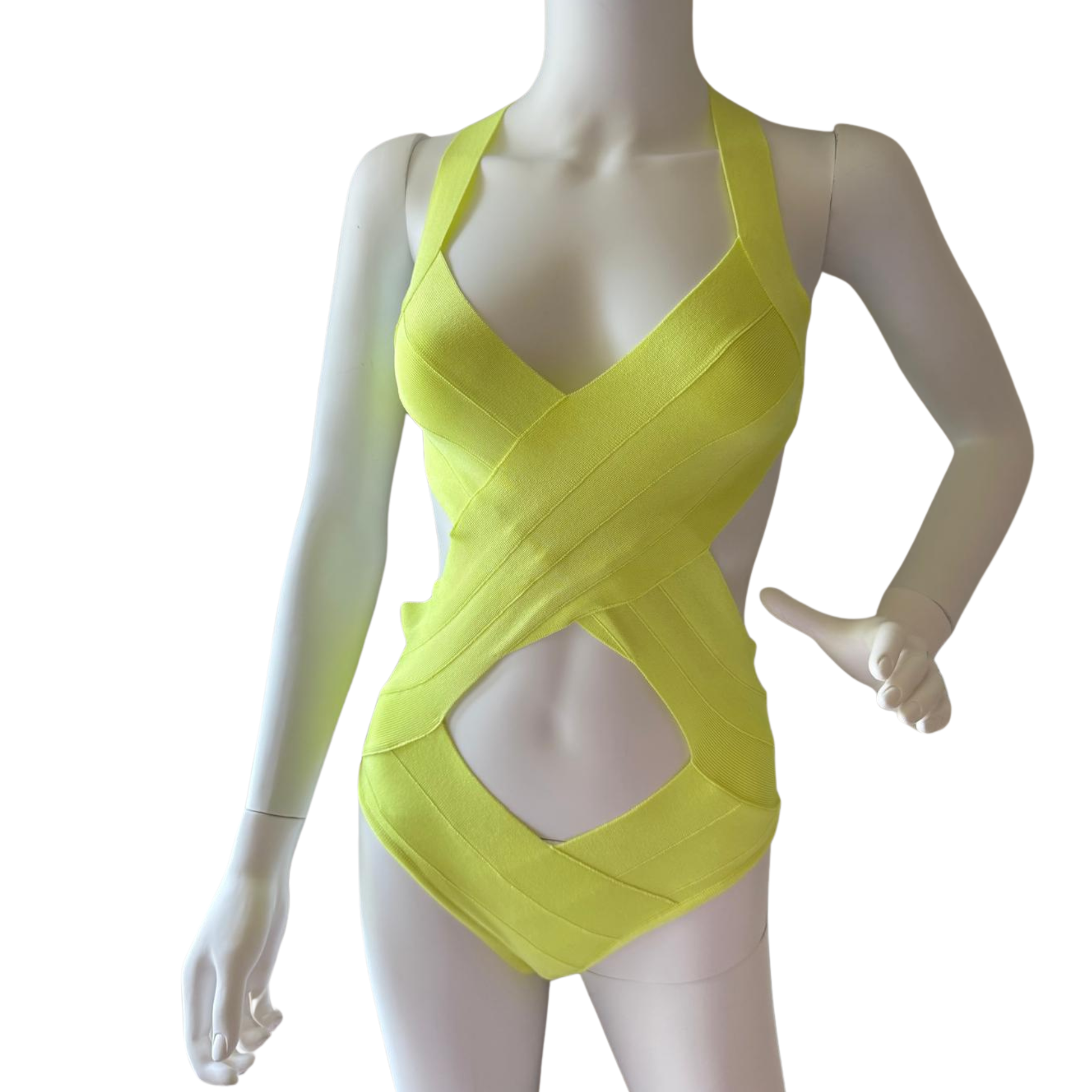 Herve Leger Badeanzug, neongelb