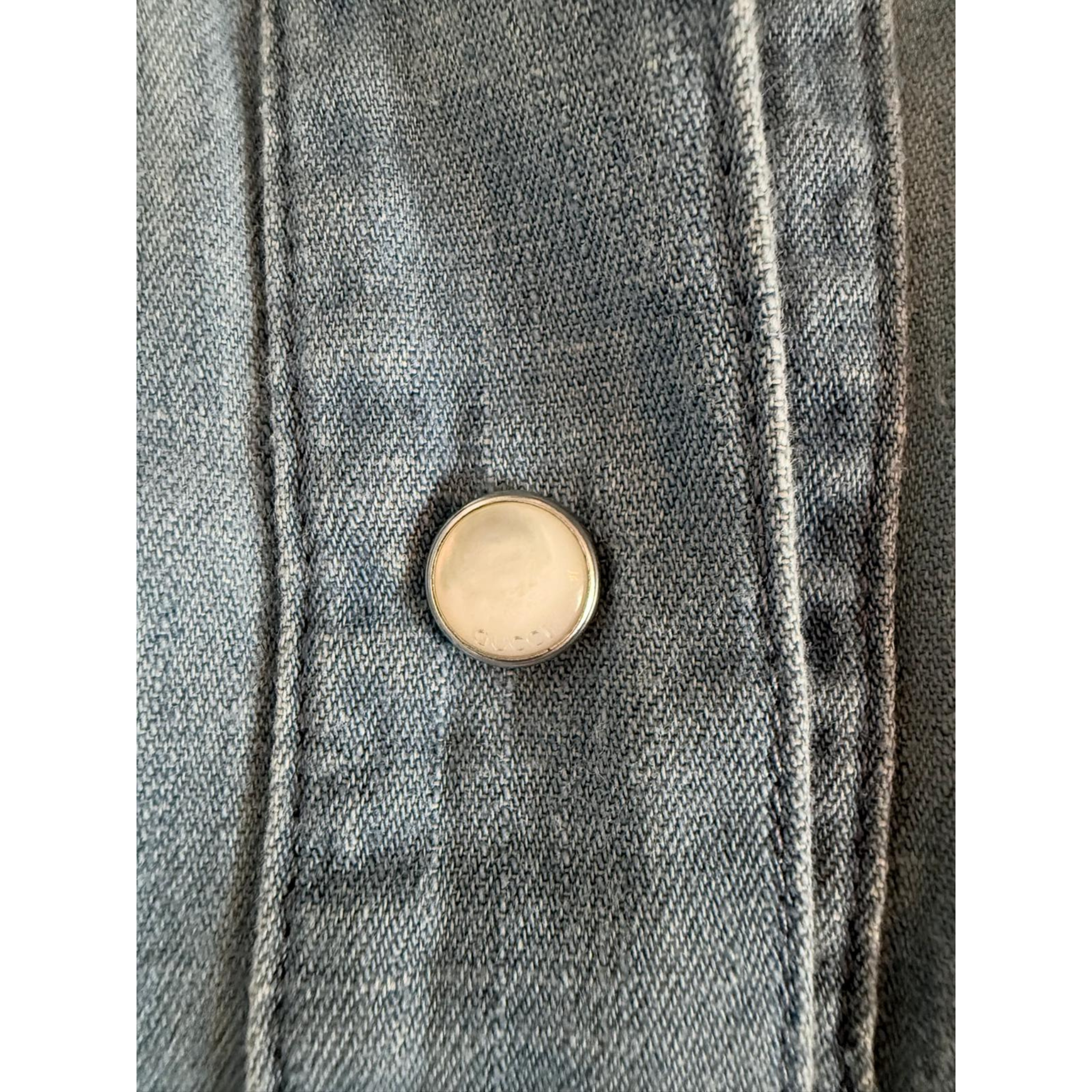 Gucci Jeanshemd mit Tiger-Stickerei
