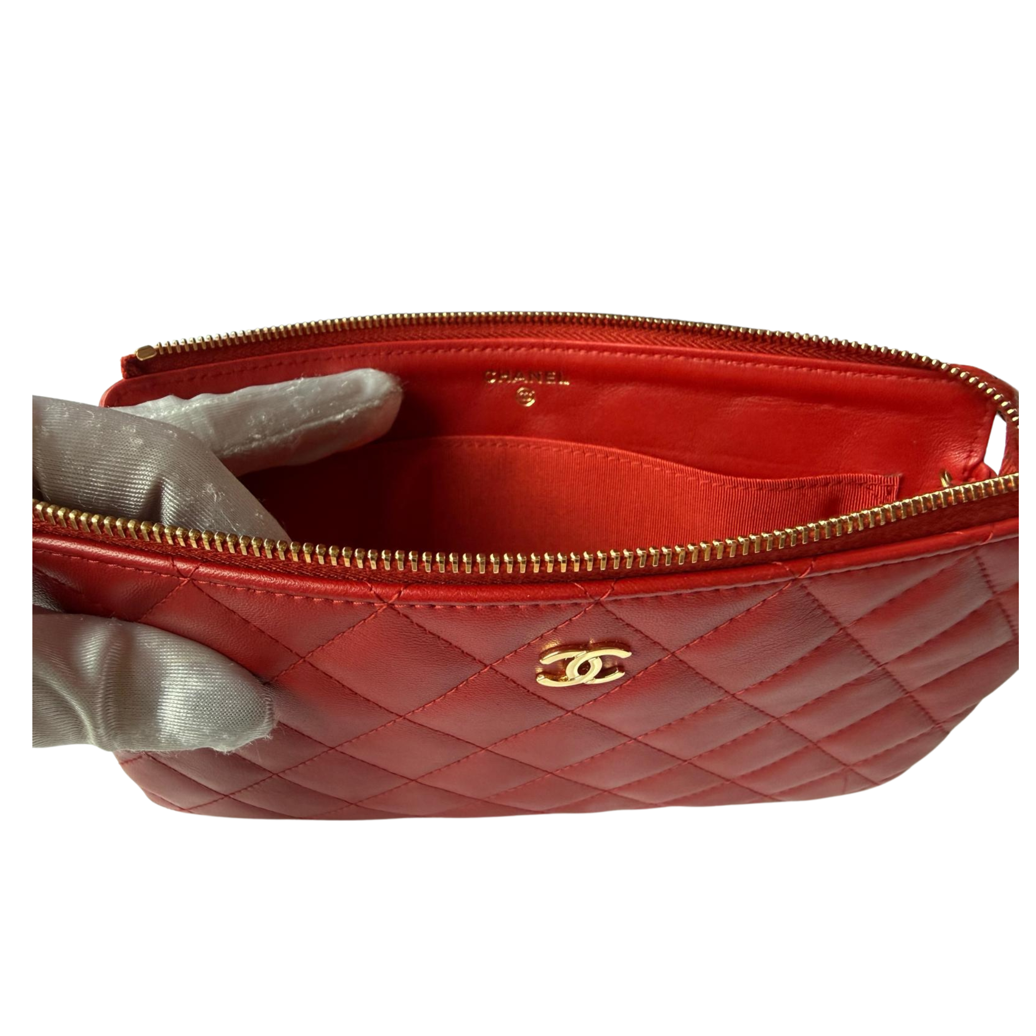 Chanel Pochette aus rotem Kalbsleder