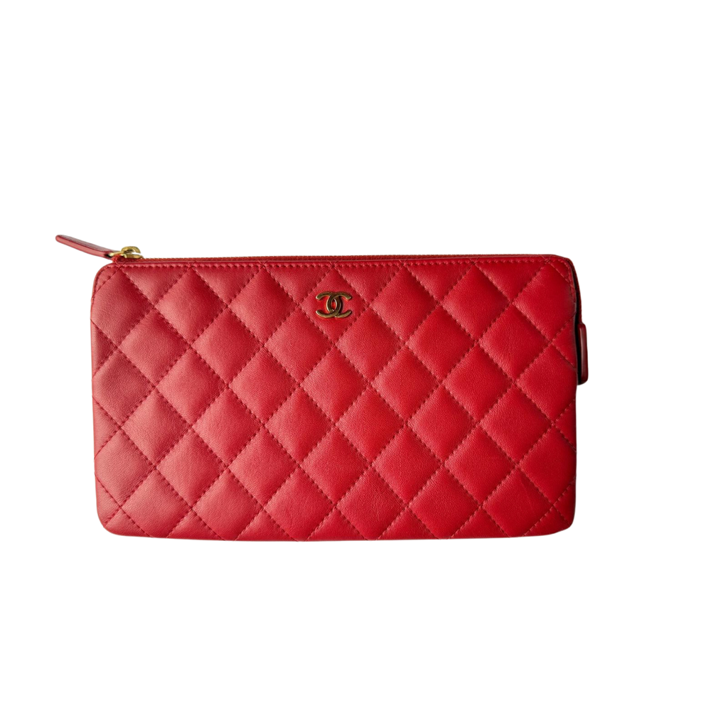 Chanel Pochette aus rotem Kalbsleder