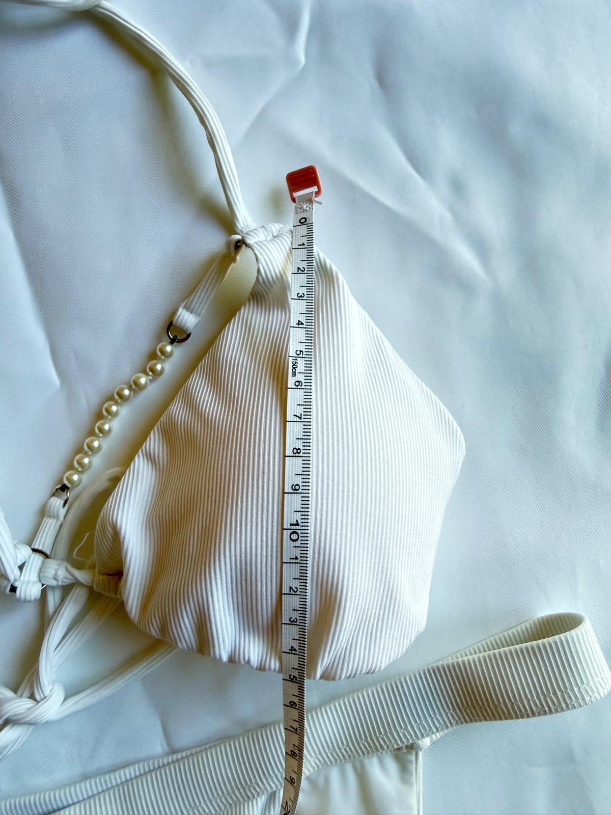 Monica Hansen Beachwear, weiss mit Perlen