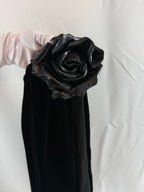 Saint Laurent Samtkleid mit Blume